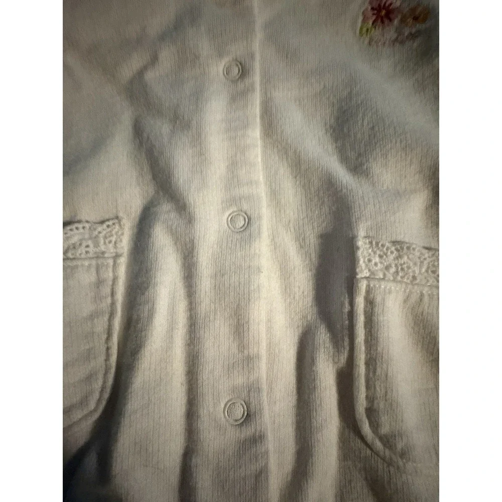 VTG BABY‎ GAP Snap Hooded Cardigan Jacket Infant 18-24 Months Lace Trim Pockets